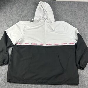 T-Mobile Jacket Mens 3XL Black White Hooded 1/4 Zip Windbreaker Logo Pullover